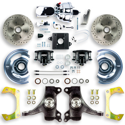 The Right Stuff 60-62 Chevy/GMC Truck/Sub 2" Drop Pwr Disc kit Blk Calipers Chrome Upper 6x5.5 Bolt Pattern - (TDC6016DBX)