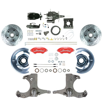 The Right Stuff 1963-66 GM Truck/Sub Black Hydraulic Assist Disc Brake Conv Red Wilwood Calipers - (THB6325ZYP)