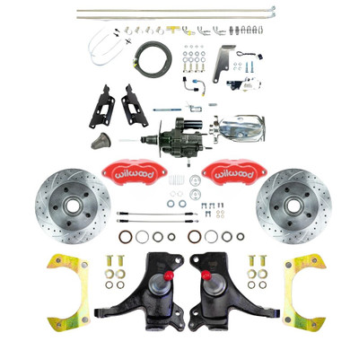 The Right Stuff 73-87 GM C10/C15 Truck 2" Drop Chrome Hydraulic Assist Disc Red Wilwood Calipers - (THB7325DZXP)