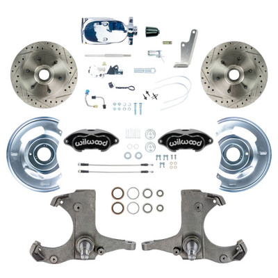 The Right Stuff 60-62 Chevy/GMC Std Front Disc Brake Kit with Blk Wilwood Calipers, Chrome Upper - (TSD6016BXP)