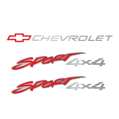 Trim Parts 1992 Chevy Sport 4x4  Graphic Decal, Silver with Red "Sport" and Bowtie - (TPG-9135)