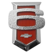 Trim Parts 1963 Chevrolet Chevy II/Nova 6-Cylinder Red Front Fender Shield Emblem, Pair - 3018