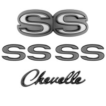 Trim Parts 1970-72 Chevrolet Chevelle Emblem Kit Black & Gray - (4102G)