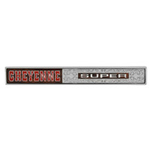 Trim Parts 1972 Chevrolet Truck Glove Box Door “Cheyenne Super” Emblem W/Fasteners, Each - (9740)