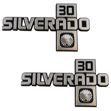 Trim Parts 1981-1987 Chevrolet Truck Front Fender "Silverado 30" Emblems W/Fasteners, Pair - (9916)