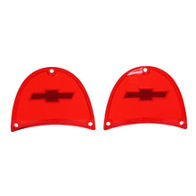 Trim Parts 1957 Chevrolet Full Size Cars Red Tail Light Lens W/Bowtie, Pair - (A1479)