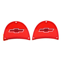 Trim Parts 1957 Chevrolet Full Size Cars Red Tail Light Lens W/ Chrome Bowtie, Pair - (A1479C)
