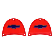 Trim Parts 1957 Chevy Full Size Car Red Tail Light Lens W/Blue Bowtie & Chrome Trim, Pair - (A1480B)