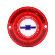 Trim Parts 1962 Chevy Full Size Car Red Back Up Light Lens W/Blue Bowtie & W/O Trim, Each - (A2160F)
