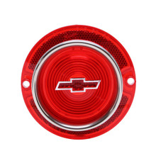Trim Parts 1963 Chevrolet Full Size Car Red Tail Light Lens w/ Red Bowtie & Trim, Each - (A2250T)