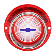 Trim Parts 1963 Chevrolet Full Size Car Red Back Up Light Lens W/Blue Bowtie & Trim, Each - (A2260G)