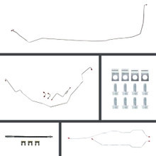 The Right Stuff 65-66 Impala/Full Size Chevy Power 4 Wheel Disc Brake Conversion Complete Brake Line Kit 24pc, Stainless - (BSP65H4)