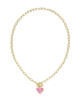 KENDRA SCOTT GOLD ARI HEART ENAMEL FRAME LINK AND CHAIN NECKLACE - PINK