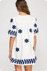 NAVY & WHITE FLOWER MINI DRESS