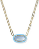 KENDRA SCOTT ELISA ENAMEL FRAME GOLD PAPERCLIP NECKLACE - PERIWINKLE