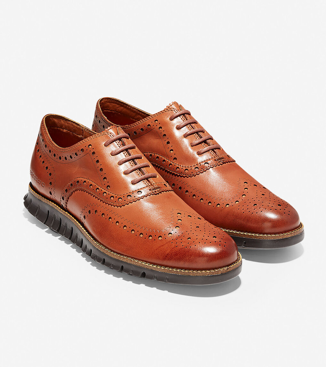 COLE HAAN ZEROGRAND WINGTIP OXFORD - BRITISH TAN/JAVA