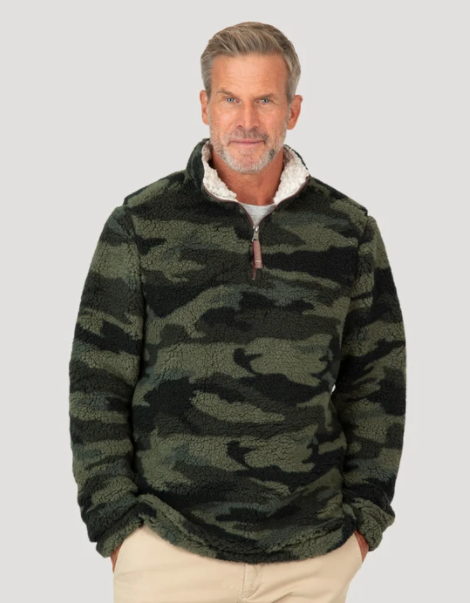 TRUE GRIT SHERPA CAMO 1/4 ZIP PULLOVER 