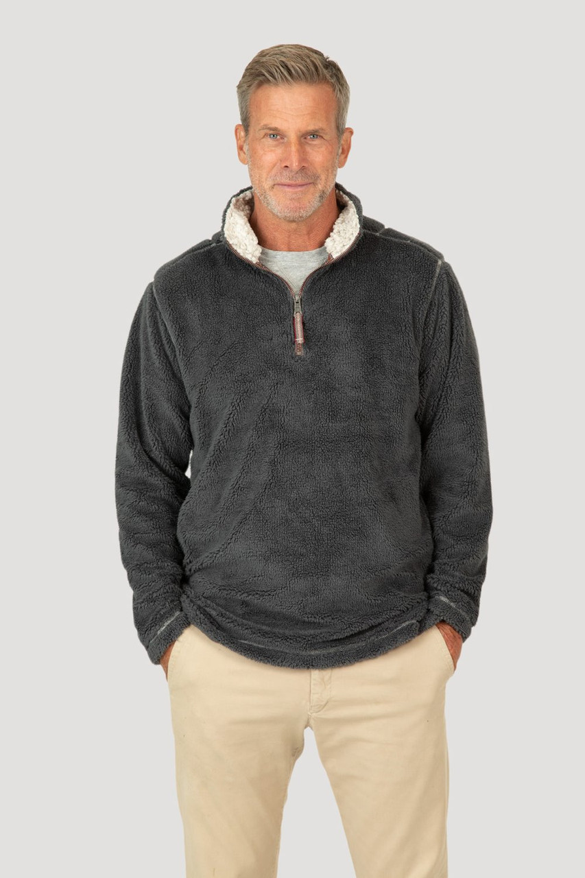TRUE GRIT SUEDE SHERPA 1/4 ZIP PULLOVER 