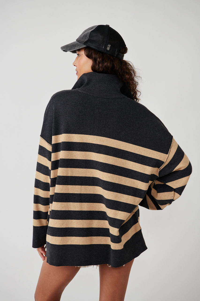 Free People Coastal Stripe Pullover Sweater - Last One Size M