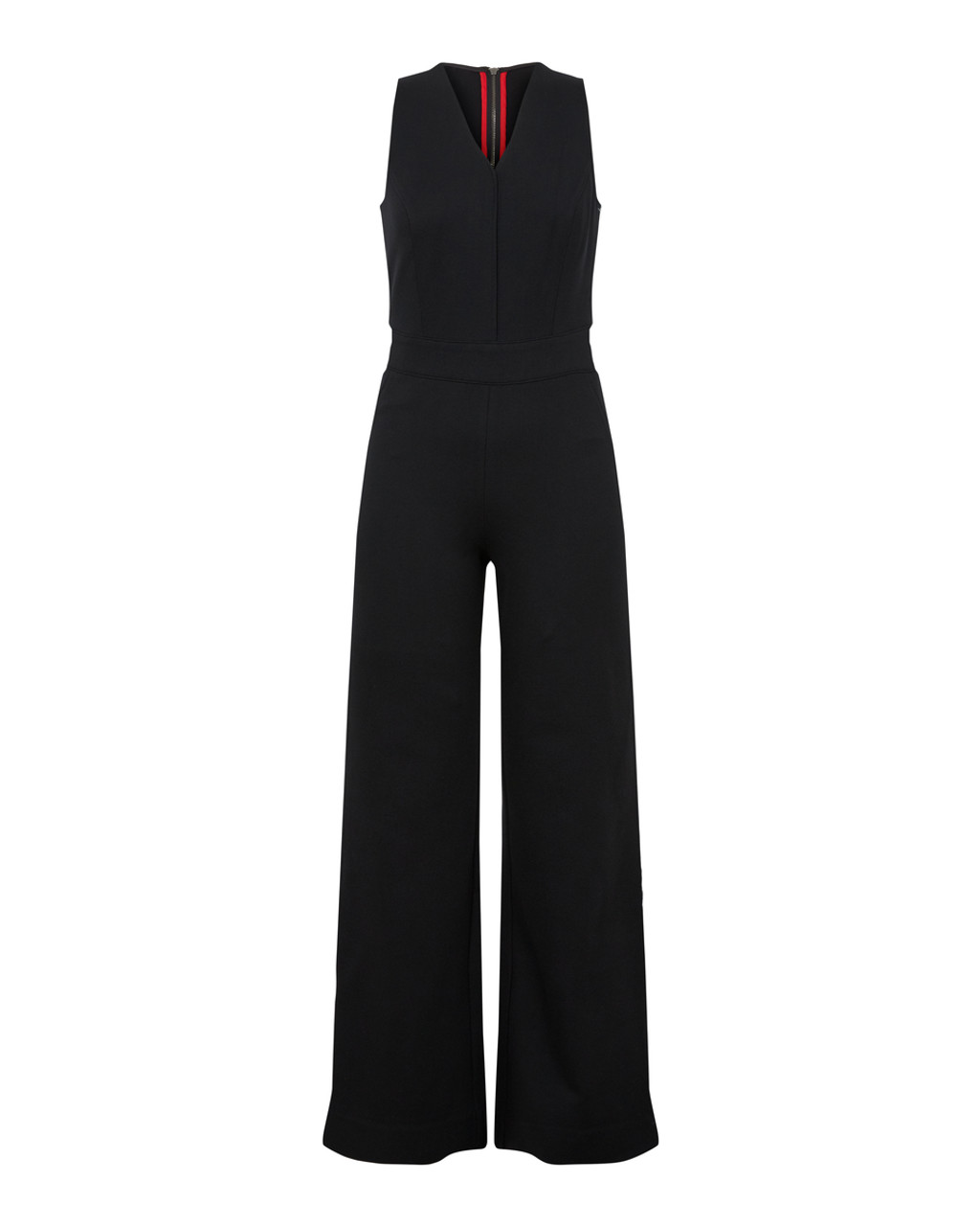 Spanx Perfect Sleeveless Jumpsuit XL Petite Flare Leg Ponte Stretch Black  20383Q