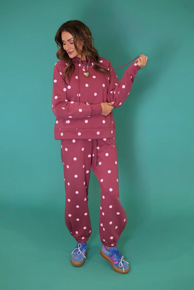 POPPY & PINE MAROON POLKA DOT SET
