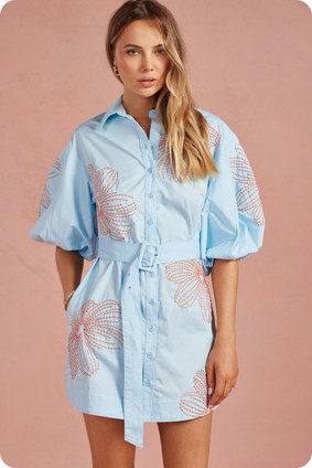 STRUT & BOLT PUFF SLEEVE MINI DRESS