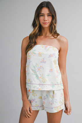MABLE FLORAL PRINT STRAPLESS SET