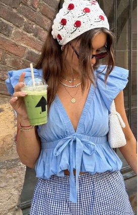 HYFVE CROPPED RUCHED V-NECK TOP