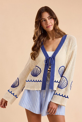 ANNIEWEAR SEASHELL OPEN KNIT CARDIGAN