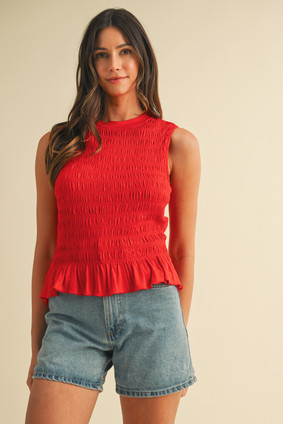 ANNIEWEAR SMOCKED RUFFLE TANK