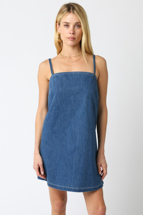 OLIVACEOUS STAPPY DENIM DRESS