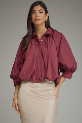ENTRO 3/4 SLEEVE BUBBLE HEM SHIRT