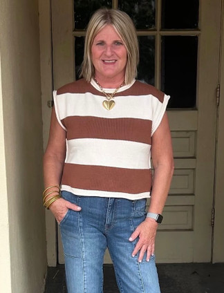 ENTRO STRIPE SWEATER TOP