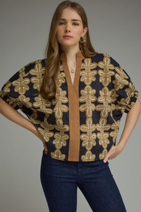ENTRO PRINTED PUFF SLEEVE TOP