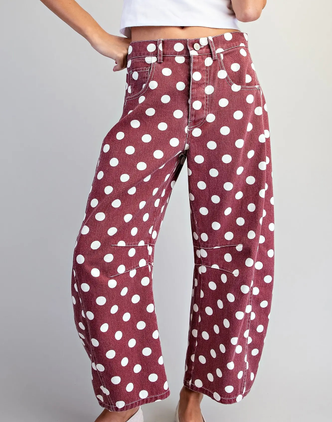 EE:SOME POLKA DOT BARREL JEANS