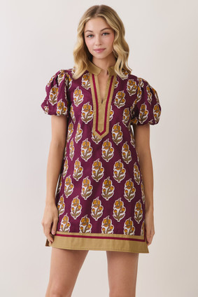 TCEC PUFF SLEEVE PRINT DRESS