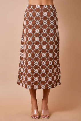 DAY + MOON EMBROIDERD MIDI SKIRT