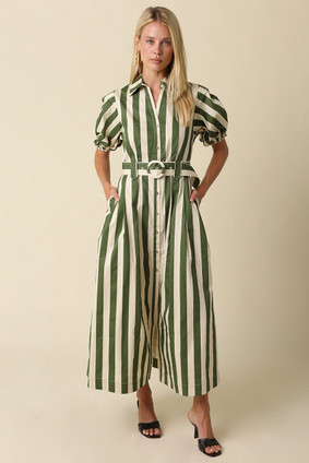 OLIVACEOUS STRIPE MAXI DRESS