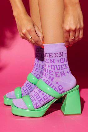 QUEEN OF SPARKLES QUEEN SOCKS - LAVENDER