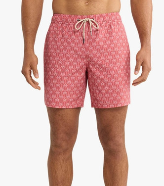 FAIR HARBOR BAYBERRY SWIM TRUNK - RED PALMS