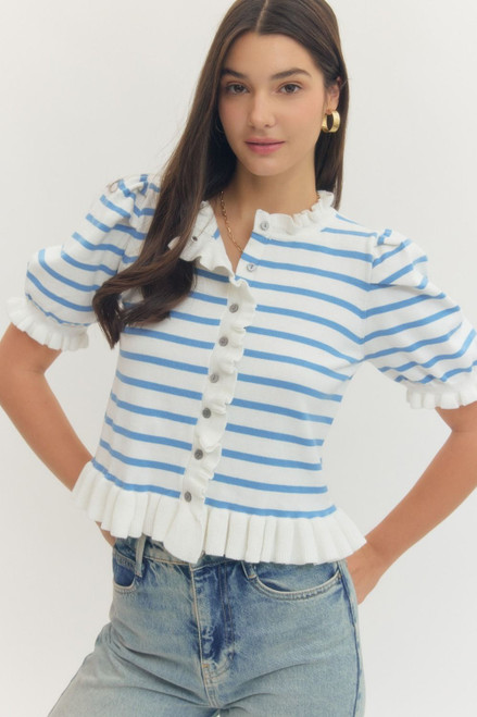ENTRO BLUE & WHITE STRIPE TOP