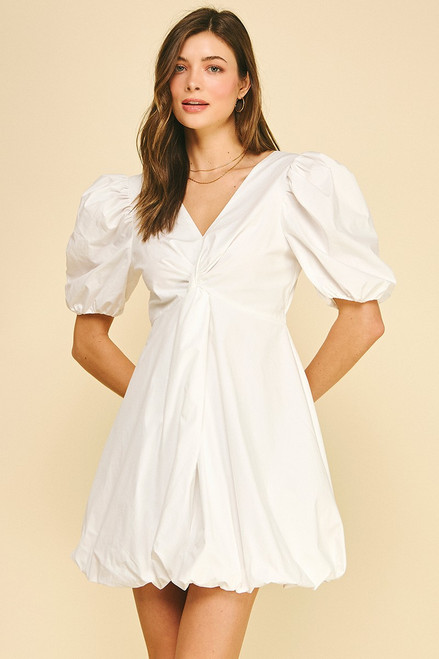 PINCH TWISTED TIE BUBBLE MINI DRESS