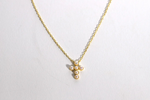 ALLISON & AVERY PEARL BABY CROSS NECKLACE