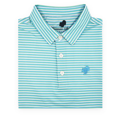 AMERICAN STRUTTER PERFORMANCE POLO - SKY BLUE & MINT