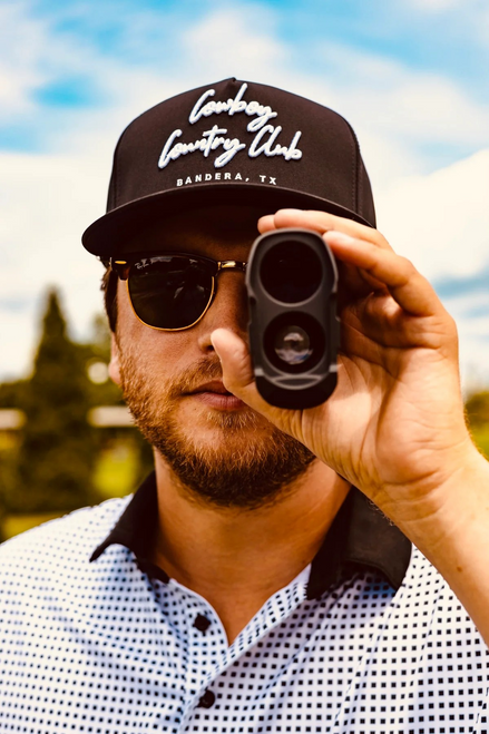 COWBOY COUNTRY CLUB CURSIVE ROPED HAT - BLACK