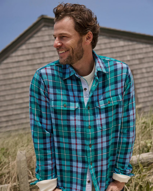 SOUTHERN TIDE BEACH BLUFF PLAID TWILL SHIRT