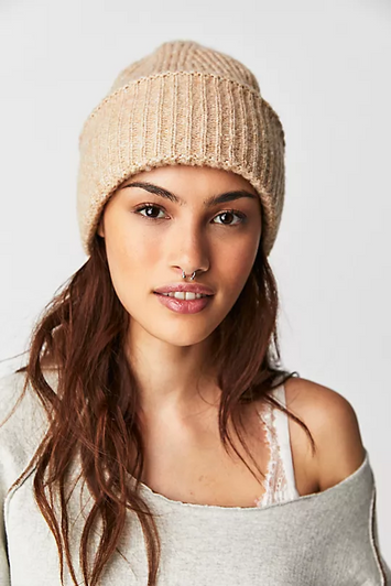 FREE PEOPLE HARBOR MARLED RIBBED BEANIES