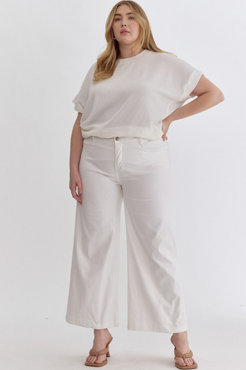 CURVY CROPPED PANTS - WHITE & SAND