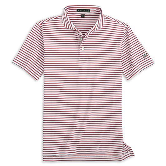 SOUTHERN POINT CO. DUNE STRIPE POLO - NAVY & RED WASHED