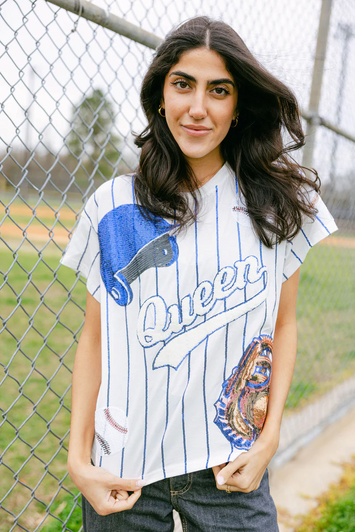 QUEEN OF SPARKLES ROYAL BLUE BATTER UP TEE